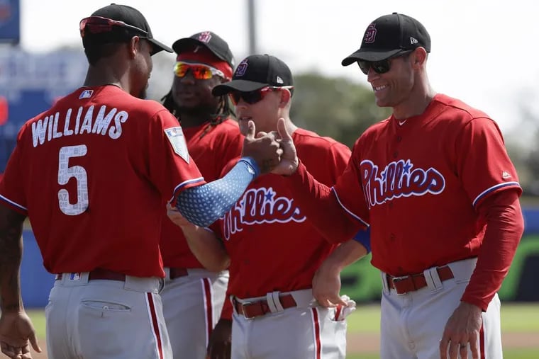 Phillies manager Gabe Kapler has four outfielders on the roster who each have a case to be in the starting lineup. He plans to rotate through the four (Rhys Hoskins, Odubel Herrera, Aaron Altherr, and Nick Williams) to keep them healthier over the course of the 162-game season.