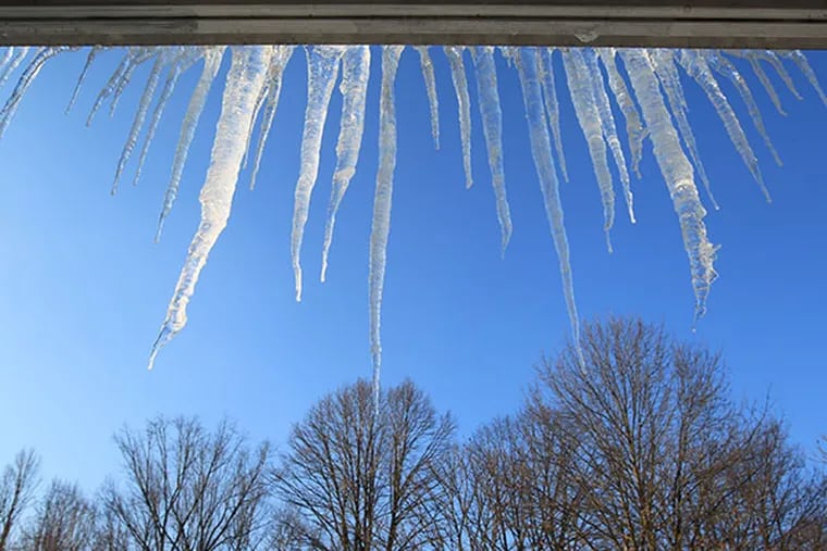 Icicles hang on The Concept School along Street Road in Westtown, PA on Feb. 11, 2014.   ( CHARLES FOX / Staff Photographer )