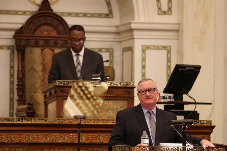 Philly Mayor Jim Kenney delivers his 2020 budget proposal to City Council at Philadelphia City Hall on Thursday, March 05, 2020. The $5.2 billion proposal includes $63 million over five years for scholarships that could make community college tuition-free for thousands of people.