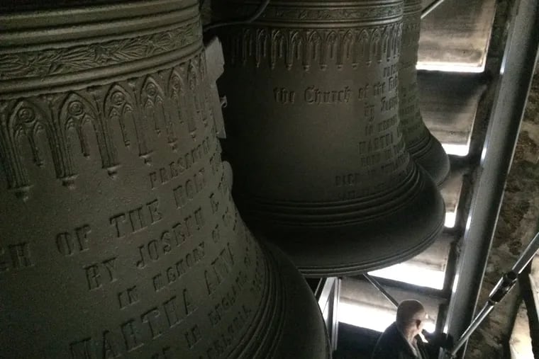 Carillon bells in the tower of the Church of the Holy Trinity.