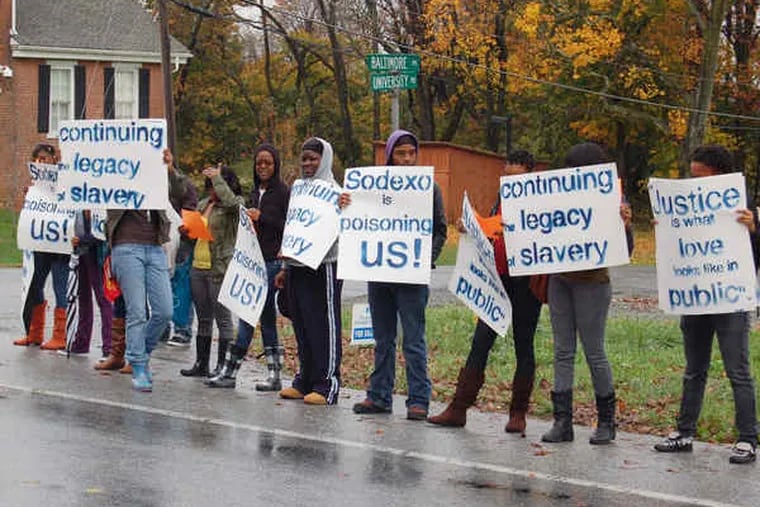 Lincoln students protest food service, the closed library and campus police actions.