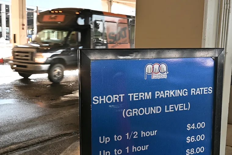 An entrance to a short term Philadelphia Parking Authority garage at Philadelphia International Airport. PPA's presence at the airport dates to 1974.