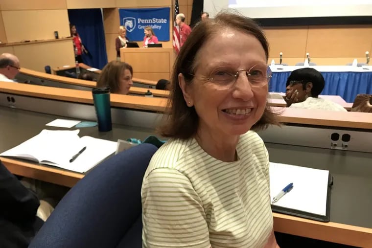 Marie John, 66, of Jeffersonville in Montgomery County, has a master’s degree in behavioral health and has been unemployed for about a year. She attended a My Career Transitions meeting at Penn State’s Great Valley campus Saturday.