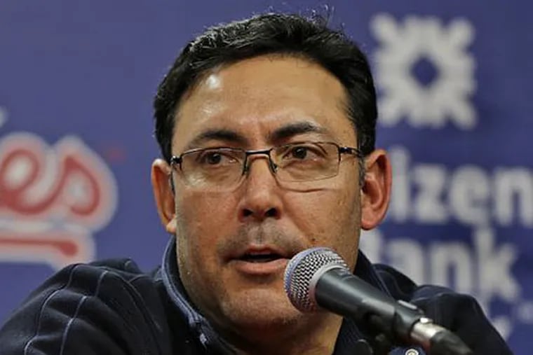 Welcome to the world of general manager Ruben Amaro Jr., who fielded questions about his struggling team. (Matt Rourke/AP file)