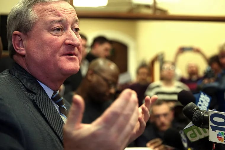 Councilman Jim Kenney announces he plans to step down from his office in Philadelphia Pa. on January 27, 2015. Kenney said his last council session with be Thursday. ( DAVID MAIALETTI / Staff Photographer )