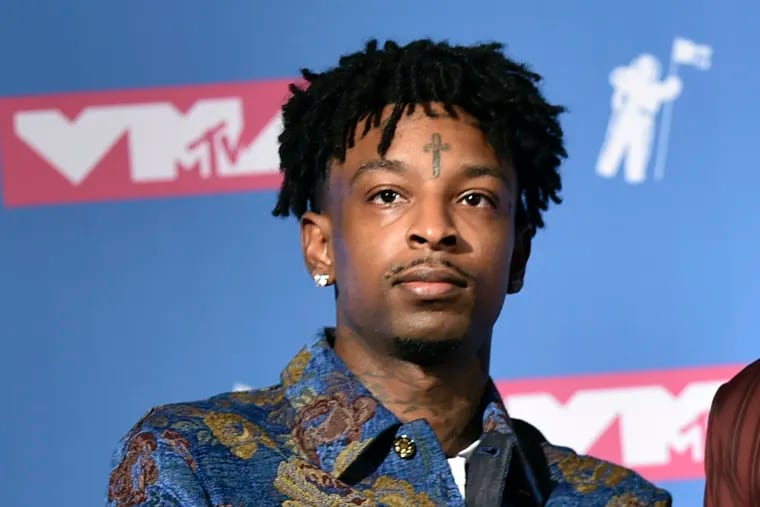 FILE - In this Aug. 20, 2018, file photo, 21 Savage poses in the press room at the MTV Video Music Awards at Radio City Music Hall in New York. A lawyer for 21 Savage said Wednesday, Feb. 13, 2019, that the Grammy-nominated rapper, whose given name is She'yaa Bin Abraham-Joseph, has been released on $100,000 bond from the Irwin County Detention Center in Ocilla, Ga. (Photo by Evan Agostini / Invision / AP, File)