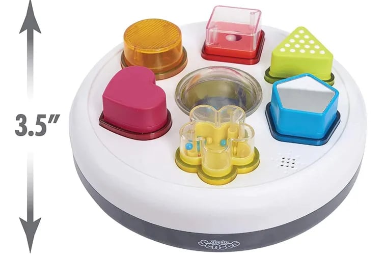 Consumer advocates were able to purchase more than 30 toys online that had been recalled. One of them was the Early Learning Centre Little Senses Lights & Sounds Shape Sorter. About 9,300 were recalled Oct. 13, 2022, because the red cube can come apart and release a small white ball, posing a choking hazard.