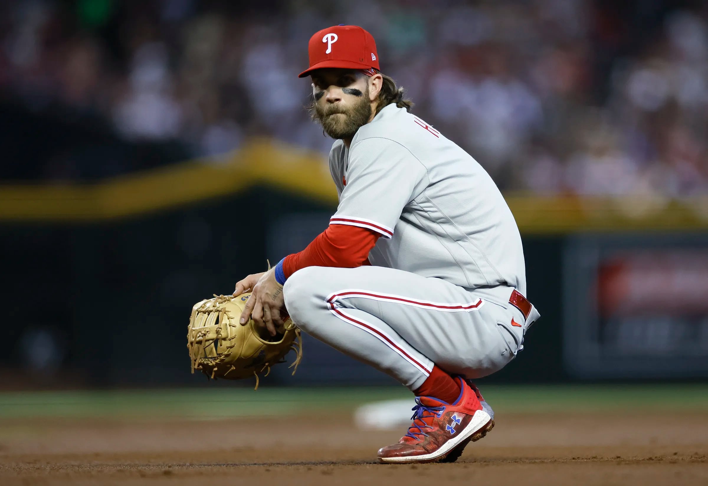 Bryce Harper played 36 games at first base in 2023, his first stint playing the position.
