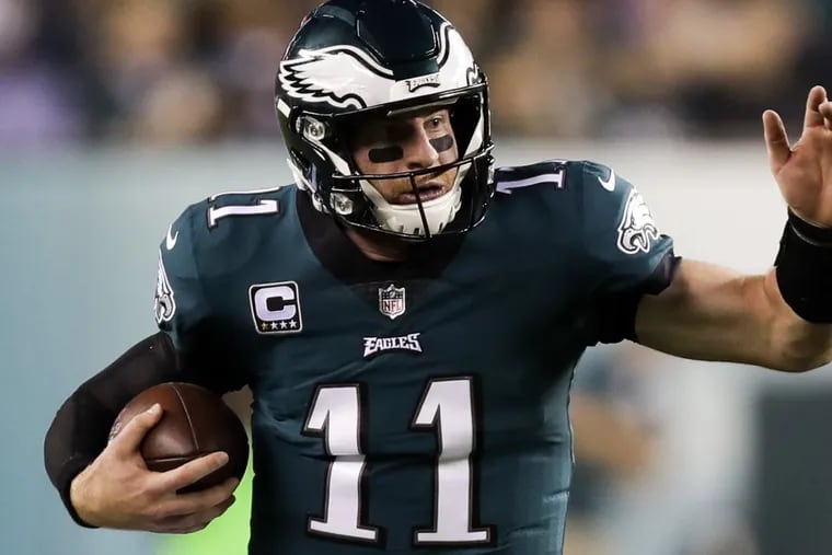 Eagles quarterback Carson Wentz is the favorite to win the NFL MVP award at the season’s halfway mark. No Eagles player has won the award since Norm Van Brocklin in 1960. YONG KIM/Staff Photographer