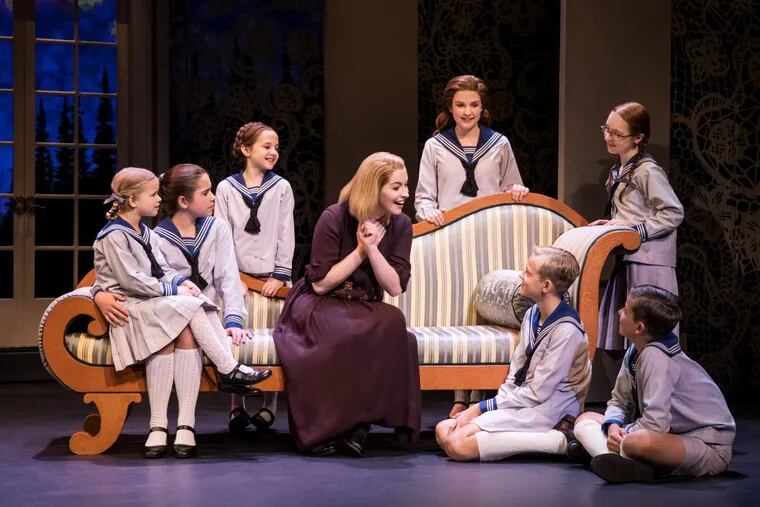 Jill-Christine Wiley as Maria (center) and cast members in &quot;The Sound of Music,&quot; April 24-29 at the Merriam Theatre.
