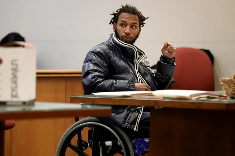 Ibn Abdullah appears in court in Mays Landing, N.J., on Thursday, Feb. 27, 2020. He was the alleged target of the shooting at the Nov. 15, 2019, high school football game in Pleasantville in which 10-year-old Micah Tennant was fatally shot. Abdullah was shot and wounded, but also had a handgun, authorities said.
