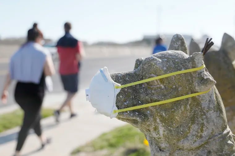 As Cape May opened its beaches for walking, jogging and fishing this weekend, even statues weren't taking any chances amid the coronavirus pandemic.