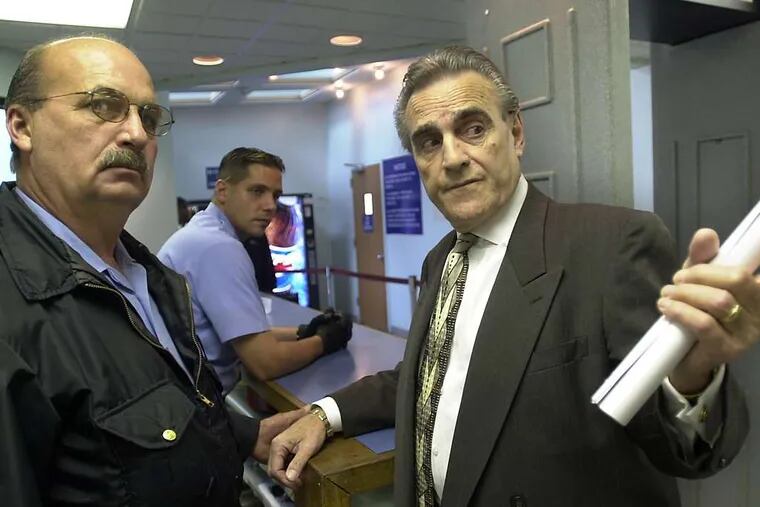 Then-Traffic Court Judge Fortunato &quot;Fred&quot; Perri Sr. (right) with Deputy Sheriff Paul Fallen in 2001.