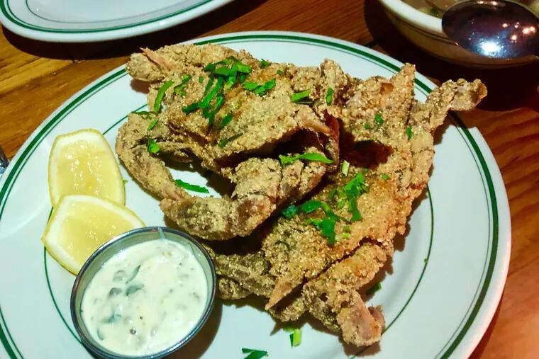 The spring's first soft-shell crabs were spotted - and devoured - at Hungry Pigeon at the end of March. These corn-crusted crustaceans came from the Carolinas.