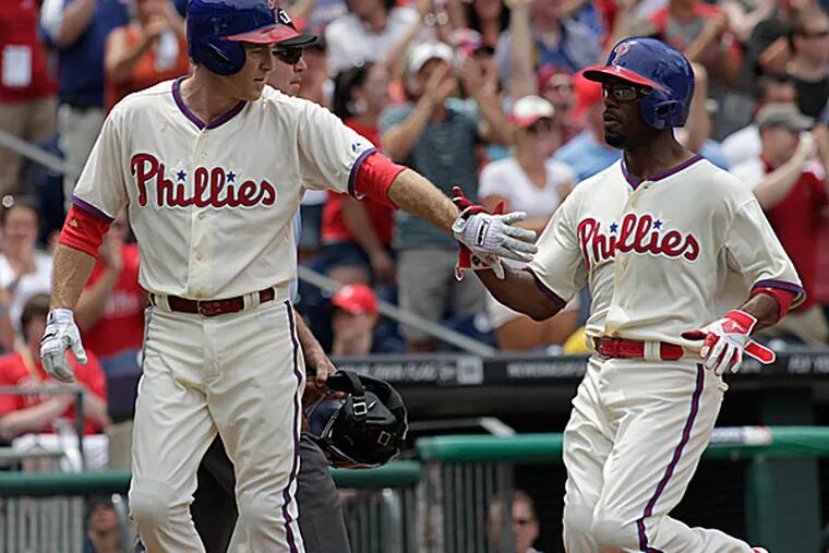 Phillies second baseman Chase Utley and shortstop Jimmy Rollins. (H. Rumph Jr/AP)