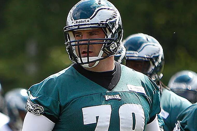 As expected, Todd Herremans was moved to right guard after the Eagles took tackle Lane Johnson with their first overall draft pick. (David Maialetti/Staff Photographer)