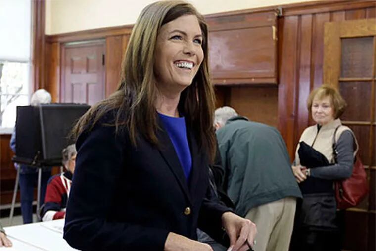 Kathleen Kane after voting in Waverly, Pa. The incoming attorney general says she plans to shake up the business-as-usual atmosphere of Harrisburg. (Matt Slocum / Associated Press)