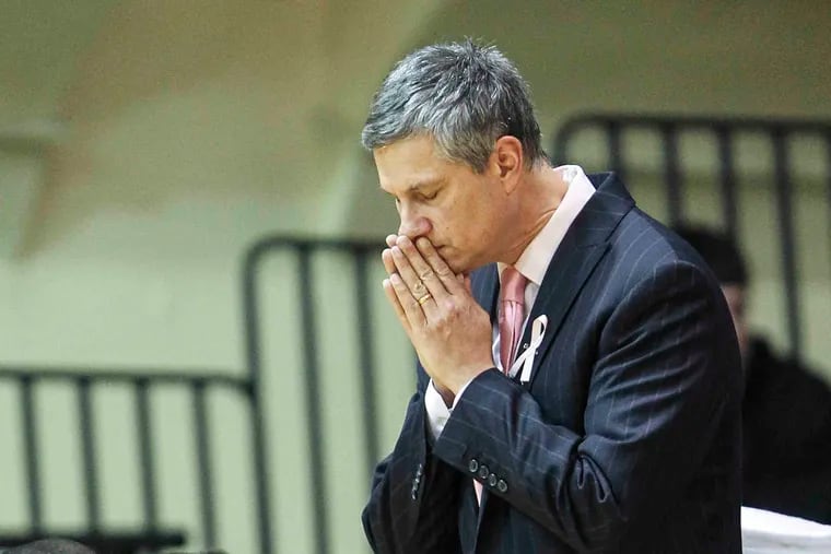 Former La Salle head coach John Giannini, pictured here in February 2018 against St. Bonaventure, said he has found peace a year away from the game.