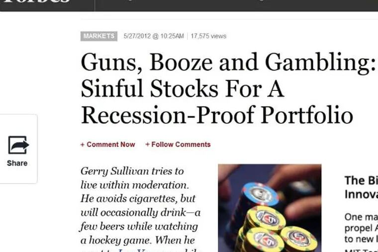 Forbes posted the views of the Vice Fund's Gerry Sullivan.