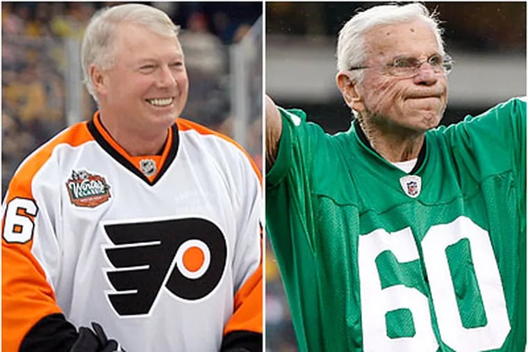 Bobby Clarke and Chuck Bednarik are among the local sports legends potentially deserving of statues in their honor. (AP file photos)