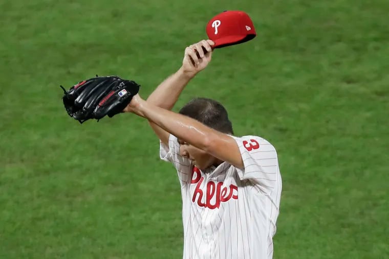 Phillies reliever Nick Pivetta was demoted to Lehigh Valley after giving up six runs in the ninth inning Monday night.