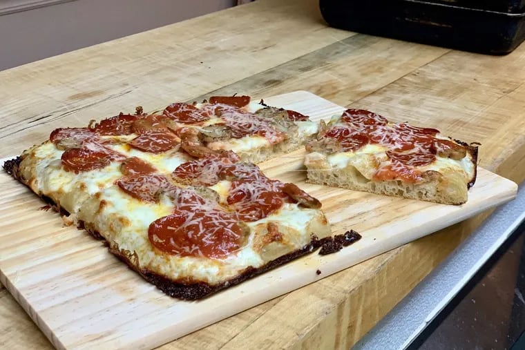 A test pizza from Kurt Evans baked at Circles & Squares.