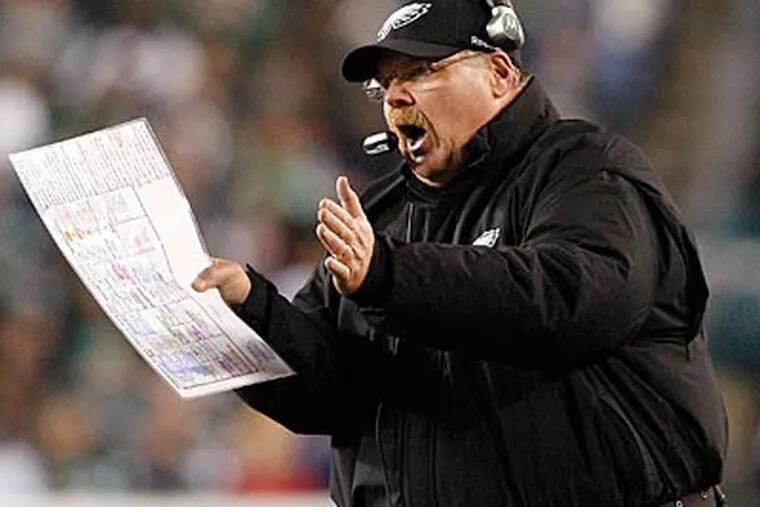 Andy Reid has led the Eagles into the heat of the playoff race as they prepare for their final four games. (David Maialetti/Staff Photographer)