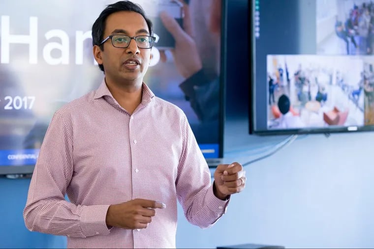 Curalate CEO Apu Gupta talks to his employees in Philadelphia in September. Curalate is one of the leading tech companies in the city, with relationships with dozens of retailers and hundreds of brands. It’s pioneering ways for consumers to discover stuff they want to buy online.