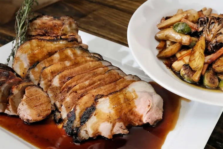 The 40-ounce pork porterhouse for two at South, 600 N. Broad St.