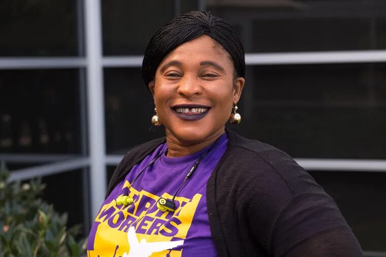 Fatmata Massaquoi is a cabin cleaner at the Philadelphia International Airport and an active leader of her union, 32BJ SEIU.