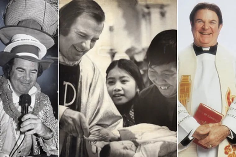 Left: The Rev. Edward Avery had a side job as a disc jockey. Middle: Avery baptizes a Laotian child in 1980. Right: Avery in 2003, the year he was removed from ministry. (File Photos)