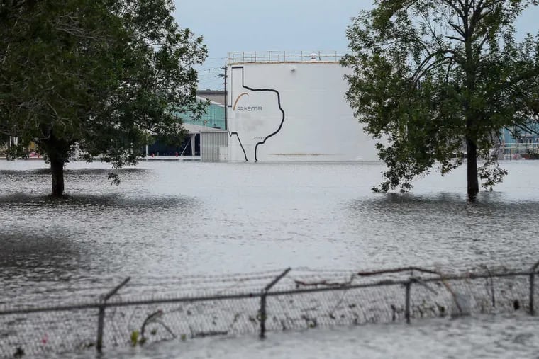 The Arkema  chemical plant is flooded from Tropical Storm Harvey in Crosby, Texas.