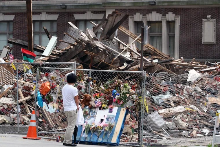 The site of the building collapse at 22nd and Market streets in Philadelphia on June 13, 2013. (CHARLES FOX/Staff Photographer)