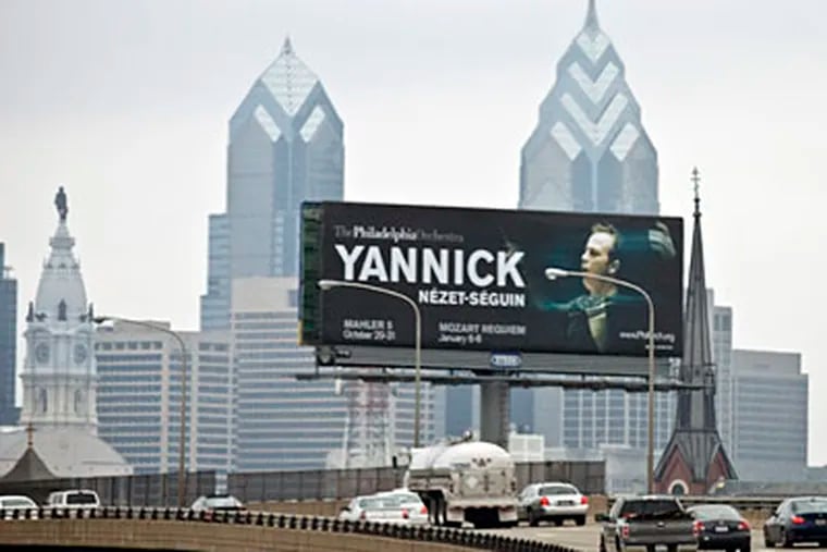 A billboard along I-95 promotes the Philadelphia Orchestra's music director-designate. (RON TARVER / Staff Photographer)