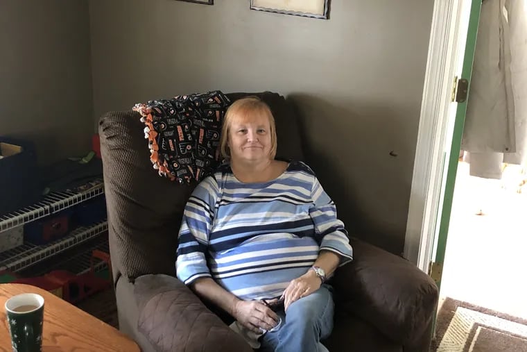 Kathy Lefczik, 62, was feeling much better two days after her treatment with monoclonal antibodies.  She is shown above in her home in Maple Shade.