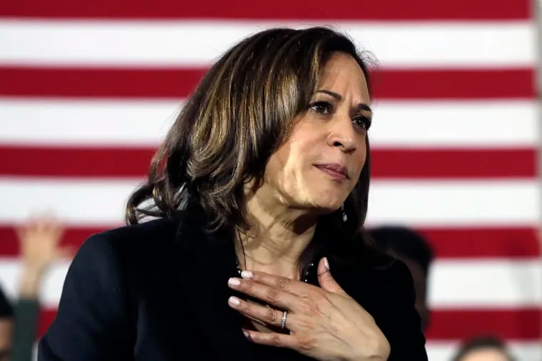 Democratic presidential candidate Sen. Kamala Harris, D-Calif., listens to a question at a campaign event in Portsmouth, N.H., Monday, Feb. 18, 2019.