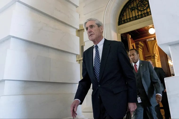 Special counsel Robert Mueller leaving Capitol Hill after a meeting in June.