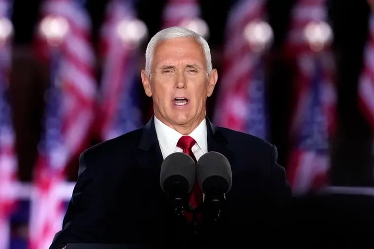 Vice President Mike Pence speaks on the third day of the Republican National Convention at Fort McHenry National Monument and Historic Shrine in Baltimore, Wednesday, Aug. 26, 2020.