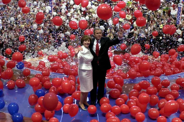George W. and Laura Bush in 2000 in Philadelphia, at the Republicans' nominating convention.
