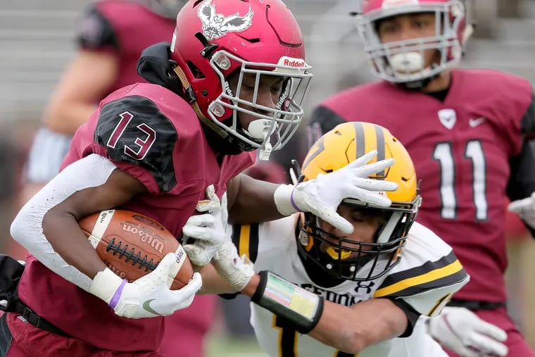 St. Joseph's Prep's Sahmir Hagans, shown here in a 2018 state playoff game, has returned three kicks for touchdowns in the last two playoff games.