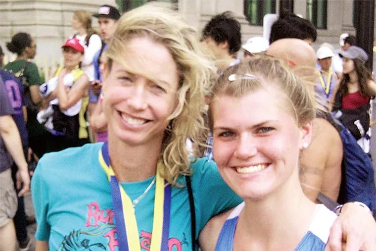 Meghan Bruce (right) and her aunt, Diane Tilley, from the 2012 Boston Marathon.