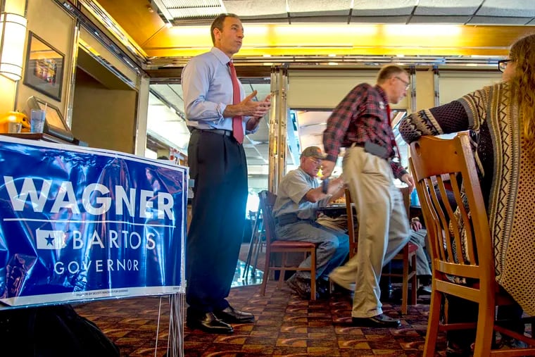 Republican candidate for lieutenant governor Jeff Bartos speaks to supporters at the Trivet Diner in Allentown October 15, 2018.