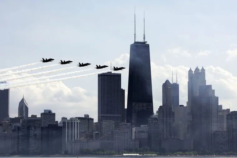 Chicago — with its skyline shown during a performance by the U.S. Navy Blue Angels in 2010 — is home to the largest Bulgarian immigrant population in the world.