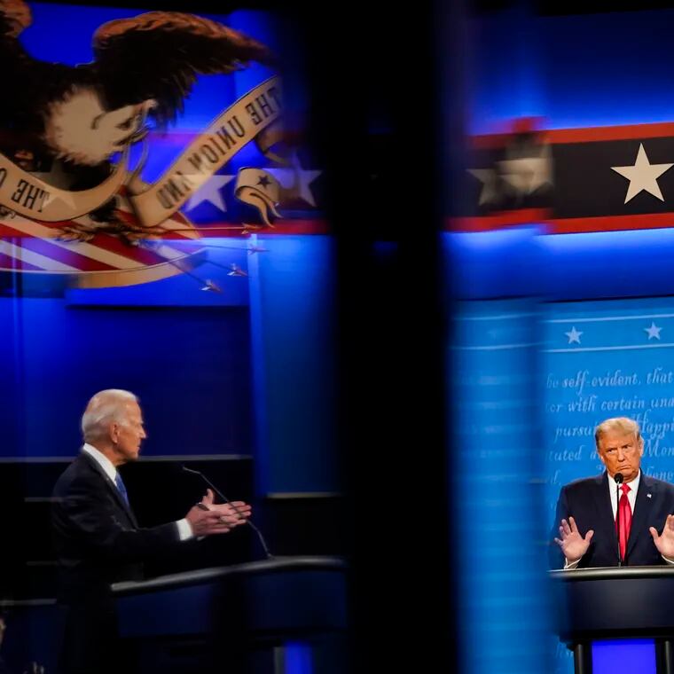 Donald Trump and Joe Biden debate on Oct. 22, 2020, in Nashville. Instead of succumbing to partisan animosity and the erosion of democratic norms, Americans are standing firm in defense of the values that have sustained us through past trials, writes Jennifer Stefano.