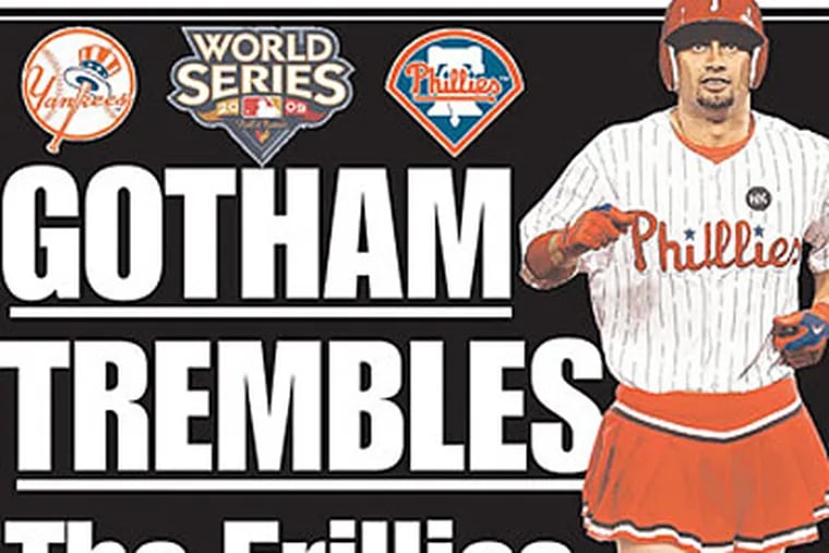 Today's New York Post put Philadelphia Phillies centerfielder Shane Victorino in a dress, and referred to the team as 'The Frillies.'