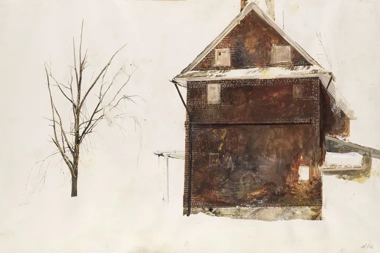 Andrew Wyeth,
"Brick House, Study for Tenant Farmer" by Andrew Wyeth; 1961.  Watercolor on paper.
Collection of the Wyeth Foundation for American Art.