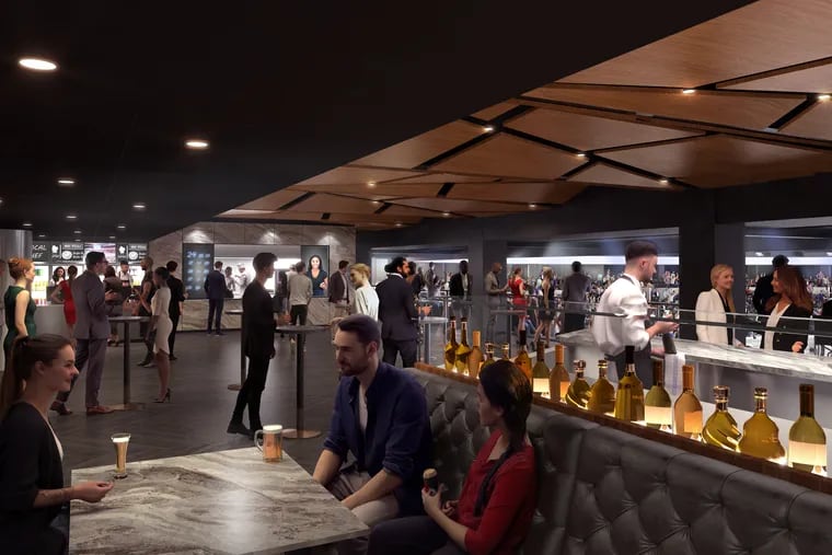 A rendering of the redesigned club level at the Wells Fargo Center.