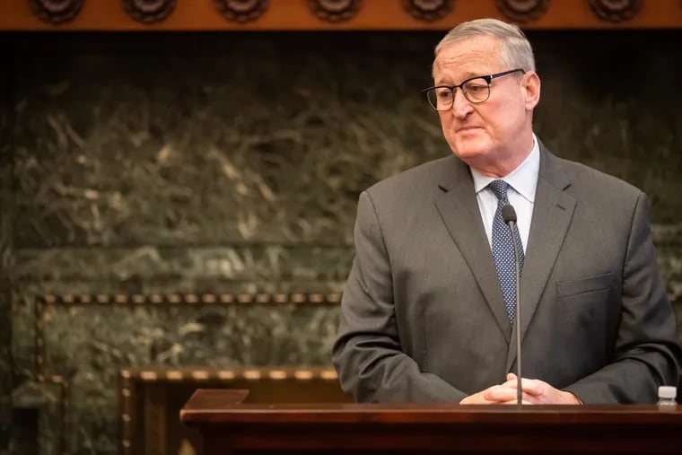 Philadelphia Mayor Jim Kenney during a City Hall news conference on Wednesday.