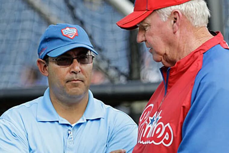 Phillies GM Ruben Amaro Jr. and Charlie Manuel met for three hours on Tuesday. (AP Photo / Kathy Willens)
