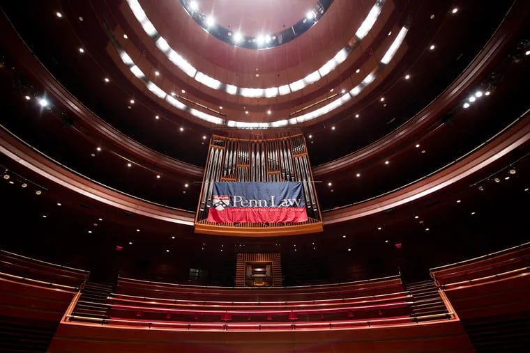 Penn Law's graduation in the Kimmel Center in 2015. The school has been at the center of controversy due to $125 million gift and a name change.